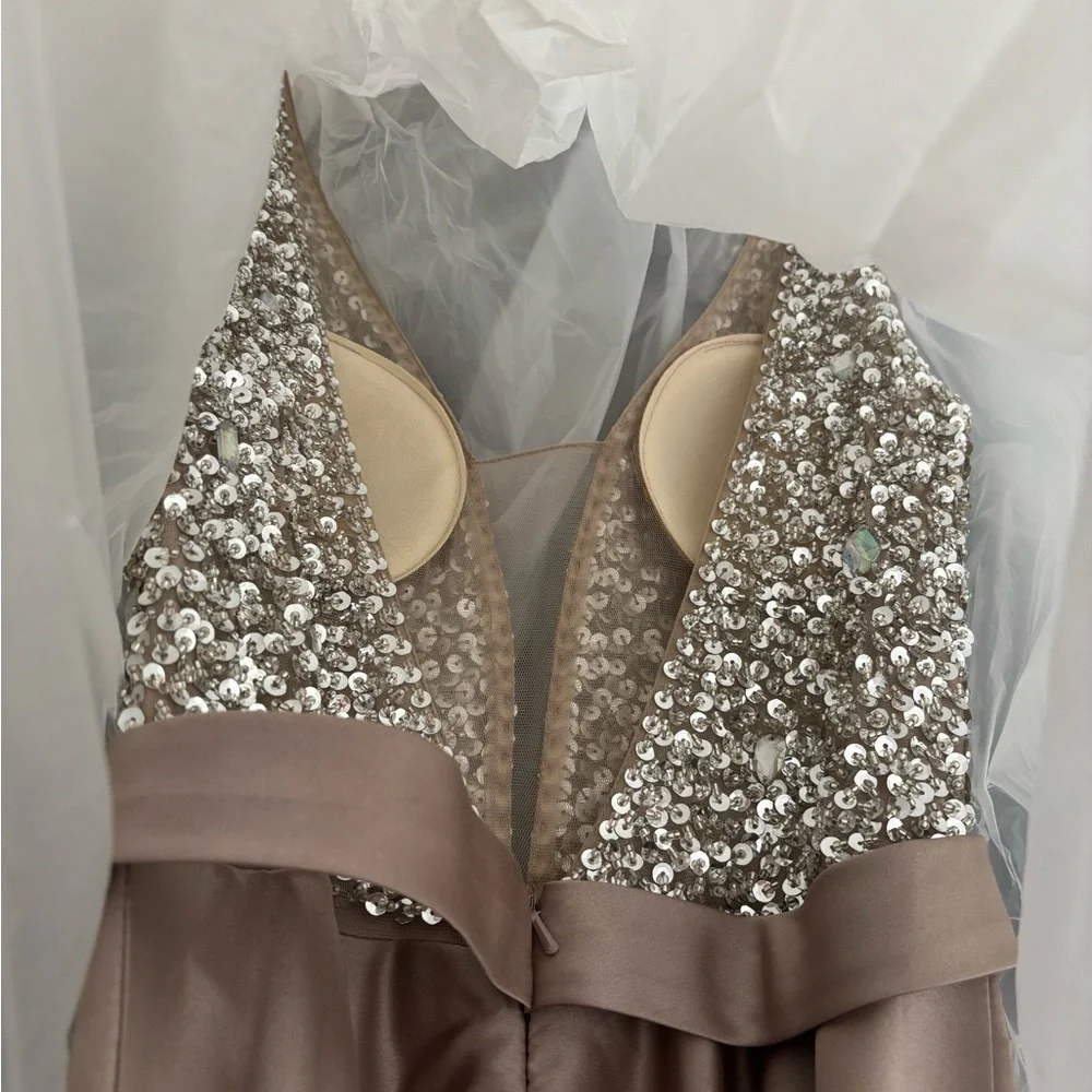 Sequin Embellished Champagne/Brown Gown - Picture 4 of 6